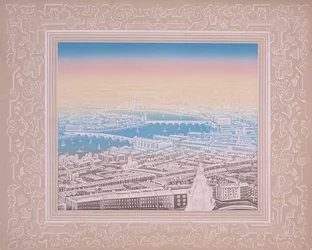 Widok z lotu ptaka Londynu pokazujący most Waterloo i most Blackfriars, c1845.