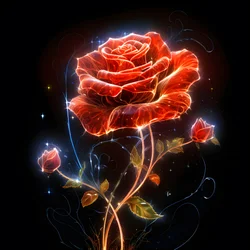 Szkic kwitnącej czerwonej róży, z tylko jednym kwiatem i kilkoma szczegółowymi liniami 4