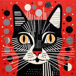 Kot w czarno-czerwone paski 1