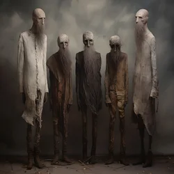 cztery gliniane figurki mężczyzn stojących obok siebie 3