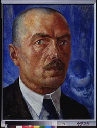 Autoportret. Obraz Kuzmy Sergeevich Petrov Vodkin (Petrov-Vodkin) (Kuzma Petrov Vodkin) (Petrov-Vodkin) (1878-1939), olej na płótnie