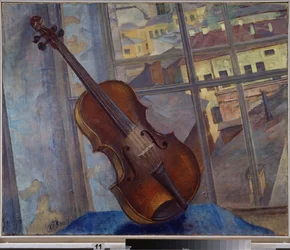 Skrzypce. Obraz Kuzmy Sergeyevich Petrov Vodkin (Petrov-Vodkin) (Kouzma Petrov Vodkin) (Petrov-Vodkin) (1878-1939), olej na płótnie
