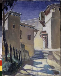 Kasba (Casbah), Algier (Casbah, Algiers) - Obraz Kuzmy Sergeevich Petrov Vodkin (Petrov-Vodkin) (Kouzma Petrov Vodkine) (Petrov-Vodkine) (1878-1939), olej na płótnie