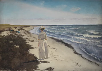 Pani na plaży Karrebæksminde, Zelandia
