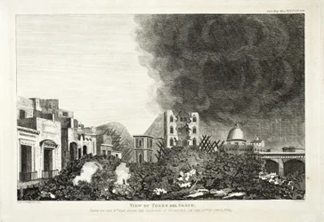 Widok na Torro del Greco: zrobiony 8 dnia po erupcji Wezuwiusza, 15 czerwca 1794, 1822 (akwaforta)