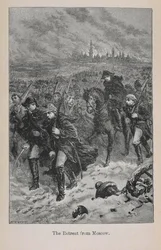 Wycofanie się z Moskwy, ilustracja z „Historii Francji małego Artura: od najwcześniejszych czasów do upadku II cesarstwa”, opublikowana w 1899 r.