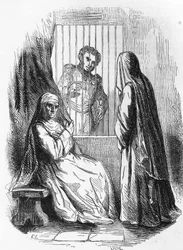 Ilustracja do księżnej Langeais, powieść Honore de Balzac (1799-1850) ze zbioru wielotomowego Human Comedy, rycina Laisne