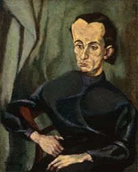 Portret Lajosa Kassaka (1887-1967), autorstwa Tihanyi, Lajosa (1885-1938). olej na płótnie