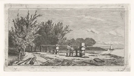 Mężczyzna i chłopiec nad brzegiem rzeki