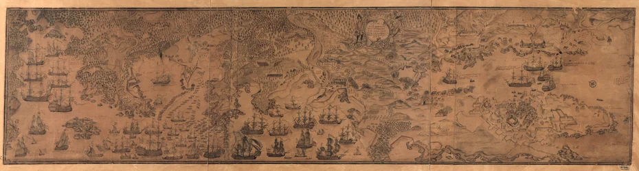 Mapa Cape Breton, powiedział Louisbovrg z tym otoczeniem modlił się