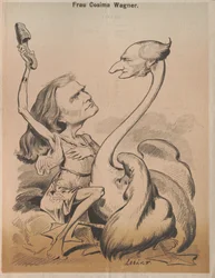 Richard Wagner jako Swan i Cosima Wagner jako Leda Cover of Die Bombe, 1875.