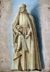 Święty Ignacy trzymający zwój zawierający reguły jego zakonu. XVII wiek. Wymiary: 0,33 x 0,23 m. Paryż, Luwr