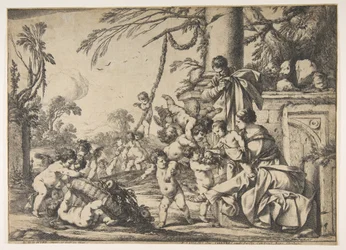 Dziewica i Dzieciątko Jezus na służbie aniołów, 1640.