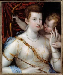 Wenus i Kupidyn, obraz Lavinii Fontany (1552-1614), 1592, wys. 0,72 x 0,5 m, Muzeum Sztuk Pięknych w Rouen