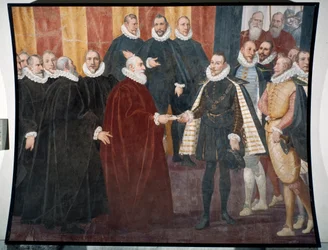 Spotkanie Doży Giacomo Durazzo Grimaldi i Dzieciątka Don Juan z Austrii (fresk