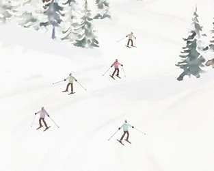 Narciarstwo w Tremblant, ok. 2023 (mieszane media)
