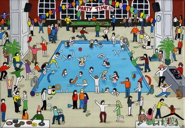 Party Time, 2015, (akryl i tusz na płótnie)