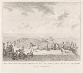 Wieloryb wyrzucony na plażę w Zandvoort Obraz Vin-Vis (...) porzucony między Wyk aan Zee i Zandvoord, 18 listopada 1791 (tytuł na obiekcie)