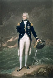 Sir Horatio Nelson, KB, kontradmirał Błękitnych, ryty i opublikowany przez Williama S. Barnarda (1774-1849), wyd. 1798 (kolorowa lito)