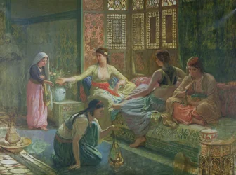 Wnętrze haremu, około 1865