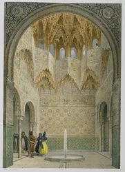 Hall of the Abencerrages, Alhambra, Granada, 1853 (kolorowa lito)
