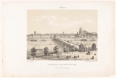 Widok Orleanu z lewego brzegu Loary Orlean. Vue prize de la rive gauche de la Loire (tytuł na obiekcie) Współczesna Francja (tytuł serii) La France de nos jours (tytuł serii na obiekcie)