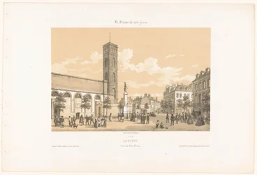 Widok na Place Bisson w Lorient lorient. Vue de la place Bisson (tytuł na obiekcie) Współczesna Francja (tytuł serii) La France de nos jours (tytuł serii na obiekcie)
