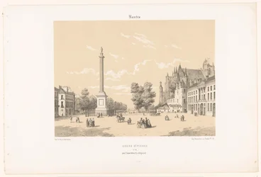 Widok na Place Maréchal-Foch i Cours Saint-Pierre w Nantes Nantes. Cours St. Pierre (tytuł na obiekcie) Współczesna Francja (tytuł serii) La France de nos jours (tytuł serii)