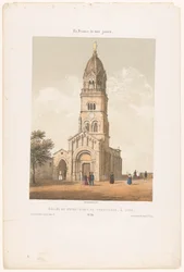 Zicht op de basilica Notre-Dame de Fourvière w Lyonie Kościół Notre-Dame de Fourvières w Lyonie (tytuł na obiekcie) Hedendaags Frankrijk (tytuł serii) Francja dzisiaj (tytuł serii na obiekcie)