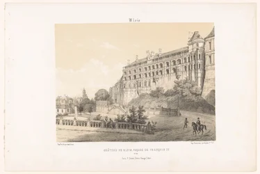 Widok fasady króla Franciszka I z zamku Blois blois. Château de Blois, fasada François Ier. (tytuł na obiekcie) Współczesna Francja (tytuł serii) La France de nos jours (tytuł serii)