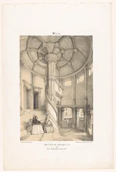 Widok na kręcone schody króla Franciszka I w Blois blois. Escalier de François Ier (tytuł na obiekcie) Współczesna Francja (tytuł serii) La France de nos jours (tytuł serii)