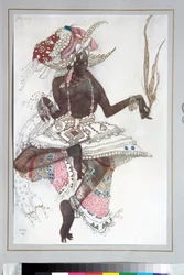 Ballets russes - Kostium zaprojektowany przez Leona Baksta (1866-1924) do baletu "Niebieski Bóg" Michela Fokine