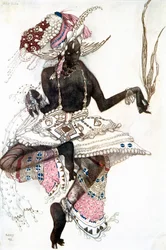 Projekt kostiumów Bayadere dla Le Dieu Bleu Błękitny Bóg, 1911