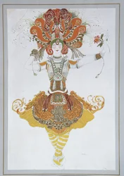 Projekt kostiumu dla Tamary Karsaviny do baletu Ognisty ptak Loiseau de feu I. Strawińskiego, 1909-1910