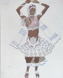 Projekt kostiumu dla Ballet Blue God autorstwa R. Hahna, 1912