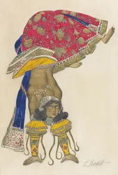 Projekt kostiumu dla Ballet Blue God autorstwa R. Hahna, 1912