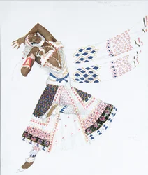 Projekt kostiumu dla Ballet Blue God autorstwa R. Hahna, 1912