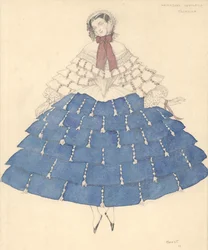 Projekt kostiumu do baletu Carnaval autorstwa R. Schumanna, 1910.