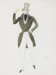 Projekt kostiumu do baletu Carnaval autorstwa R. Schumanna, 1910