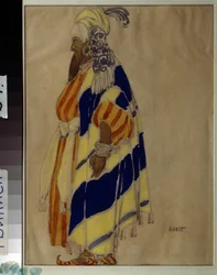 Projekt kostiumu do baletu „Islamey” autorstwa Mily (Mili, Milli) Aleksiejewicza Bałakiriewa (1837-1910). Rysunek Leona Baksta (1866-1924). Tempera na papierze Państwowe Muzeum Sztuki Gruzińskiej, Tyflis (Tbilisi).
