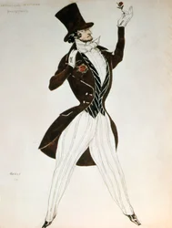 Florestan, projekt kostiumu na balet Carnival skomponowany przez Roberta Schumanna, 1919