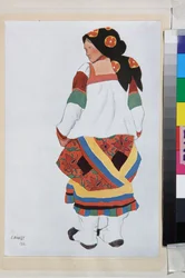 Chłopka, projekt kostiumów do wodewilu Stara Moskwa, teatr Femina, Paryż (Francja) - Praca Leona Baksta (1866-1924), litografia 1922 - (Chłopka, projekt kostiumów do wodewilu Stara Moskwa, Teatr Femina w Paryżu, Leon Bakst (1866-1