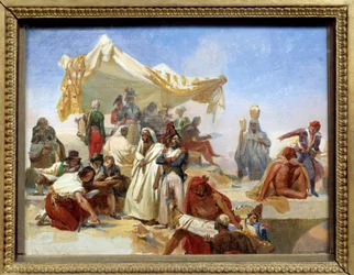 Kampania egipska (1798-1801): „” Wyprawa do Egiptu pod rozkazami Napoleona Bonaparte (1769-1821)”” Obraz Leona Cognieta (1794-1880) XIX wiek