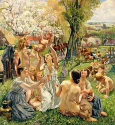 Poranek, lewy panel tryptyku „Złoty Wiek”, 1901