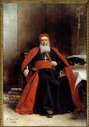 Portret u stóp Charlesa Lavigerie (1825-1892) Archeweka Algieru, kardynała prymasa Afryki Obraz Leon Joseph Bonnat (1833-1922) 1888 nd. 2,39 x 1,64 m²