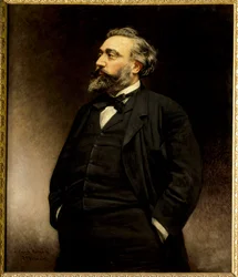 Portret Leona Gambetty (1838 - 1882) polityka francuskiego. obraz Leon Joseph Bonnat (1833 - 1922) (h s/t 1,15 x 1). - Portret Leona Gambetty (1838-1882) polityka francuskiego. Obraz Leona Josepha Bonnata (1833-1922). Muzeum Zamkowe, Wersal