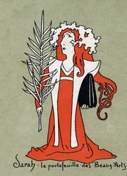 Karykatura Henriette Rosine Bernard dit Sarah Bernhardt (1844-1923) jako portfolio Sztuk Pięknych - Ilustracja Leona Lebegue