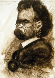 Friedrich Nietzsche (1844-1900) niemiecki filozof i poeta gwasz i tusz z porcelany Leon Spilliaert 1901