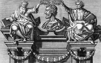 Strona tytułowa „Les Oeuvres de Pierre Ronsard”. „Dzieła Pierre