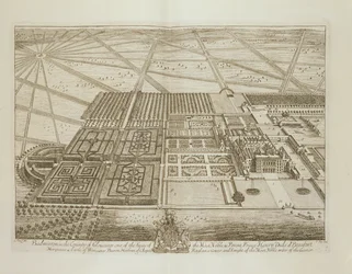 Badminton House w hrabstwie Gloucester, grawerowany przez Johannesa Kipa (ok. 1652-1722) (patrz także 192765)